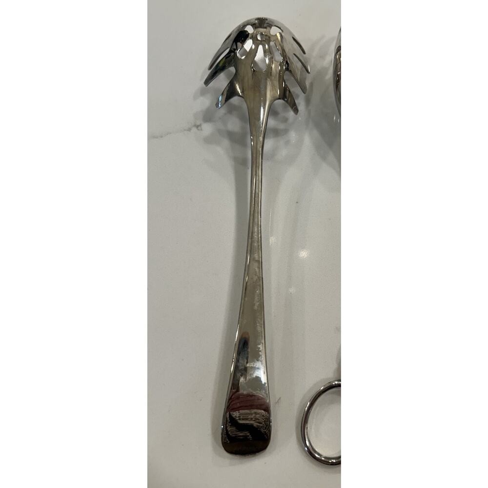 International Silver Silver Plated Set of 3 Serving Spoons Salad Tongs - Picture 8 of 16